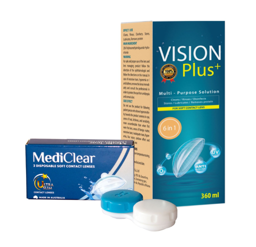 Kính Áp Tròng Australia Cận Thị Mediclear + Nước Ngâm 360 ml 