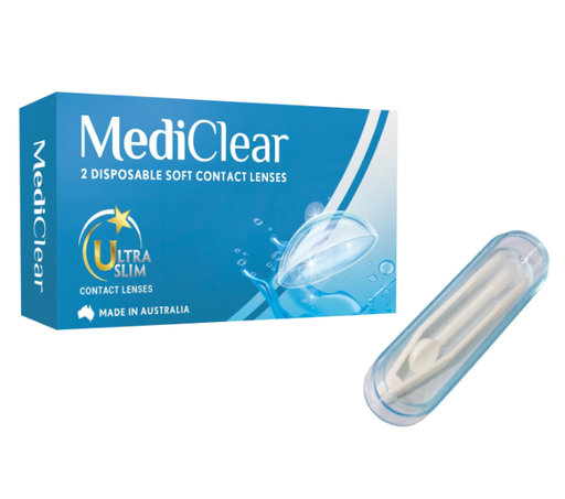 Kính Áp Tròng Australia Cận Thị Không Màu Mediclear  + Nhíp Đeo Lens